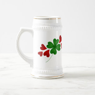 Shamrock and hearts beer stein