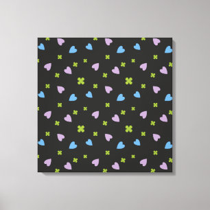 Shamrock and Hearts Pattern Canvas Print