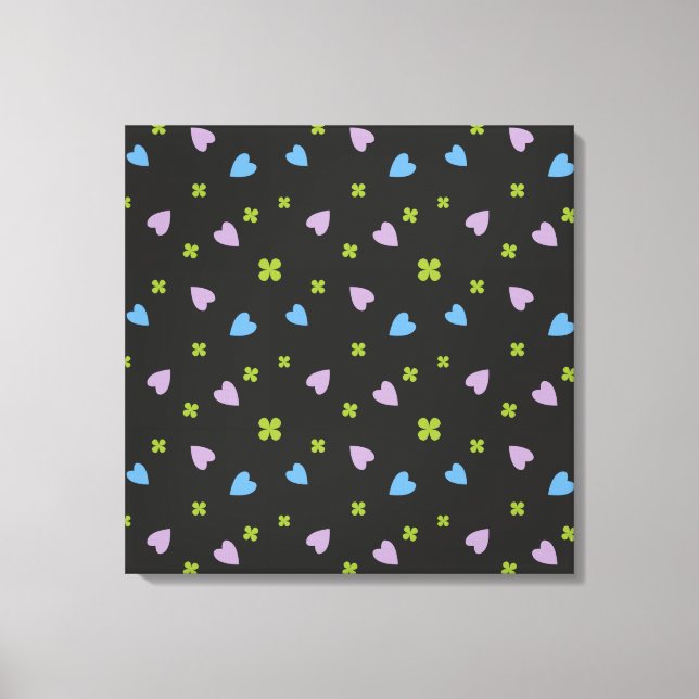 Shamrock and Hearts Pattern Canvas Print (Front)