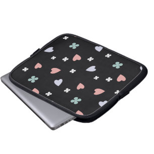 Shamrock and Hearts Pattern Laptop Sleeve