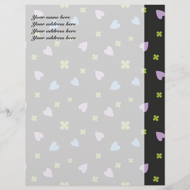 Shamrock and Hearts Pattern Letterhead (Front)