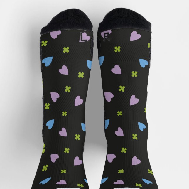 Shamrock and Hearts Pattern Socks (Top)