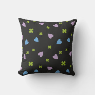 Shamrock and Hearts Pattern Throw Pillow