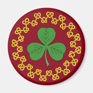 Shamrock and Knotwork on Red Magnet