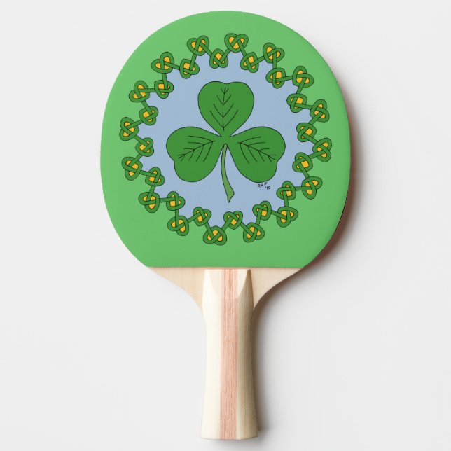 Shamrock and Knotwork Ping Pong Paddle (Front)