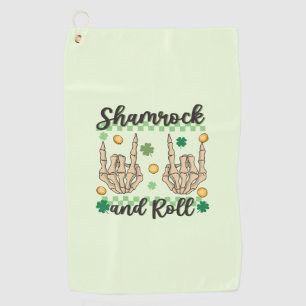 Shamrock and Roll Hand Skeleton Golf Towel