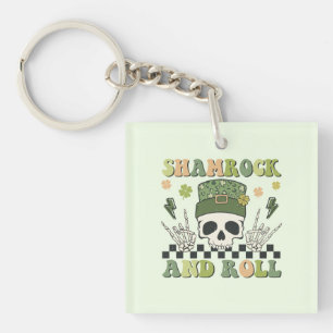 Shamrock and Roll - Skeleton Clover Keychain
