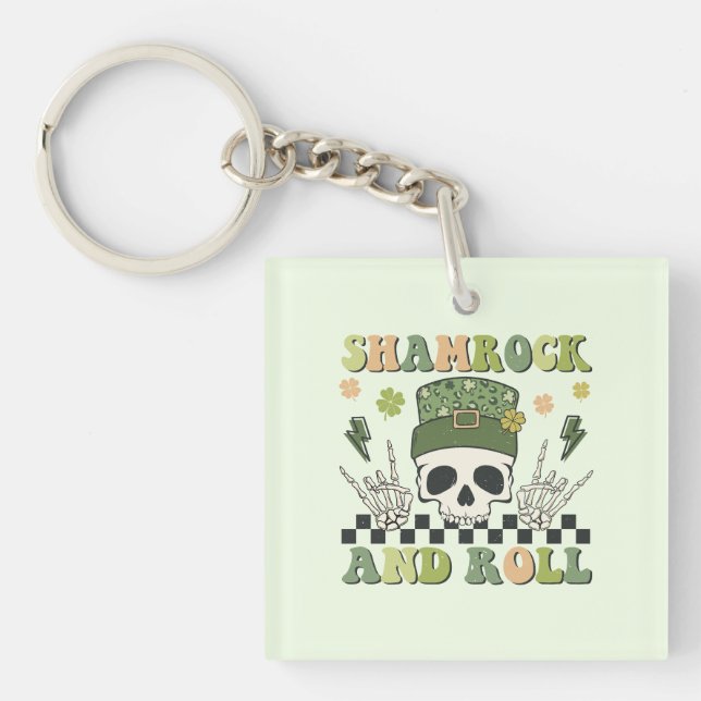 Shamrock and Roll - Skeleton Clover Keychain (Front)