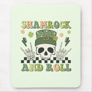 Shamrock and Roll - Skeleton Clover Mouse Pad