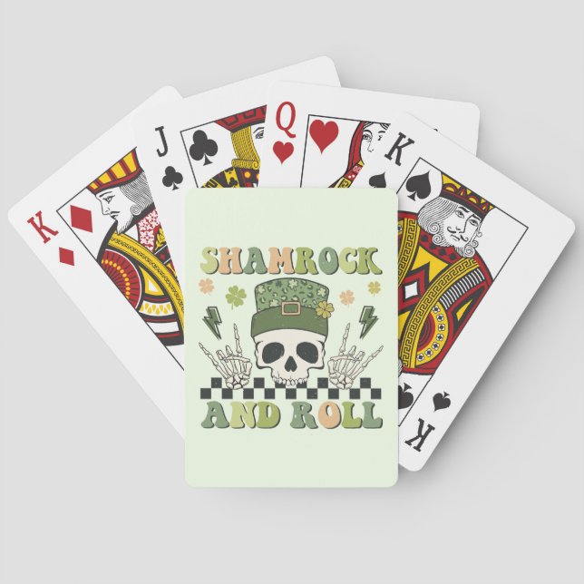 Shamrock and Roll - Skeleton Clover Playing Cards (Back)