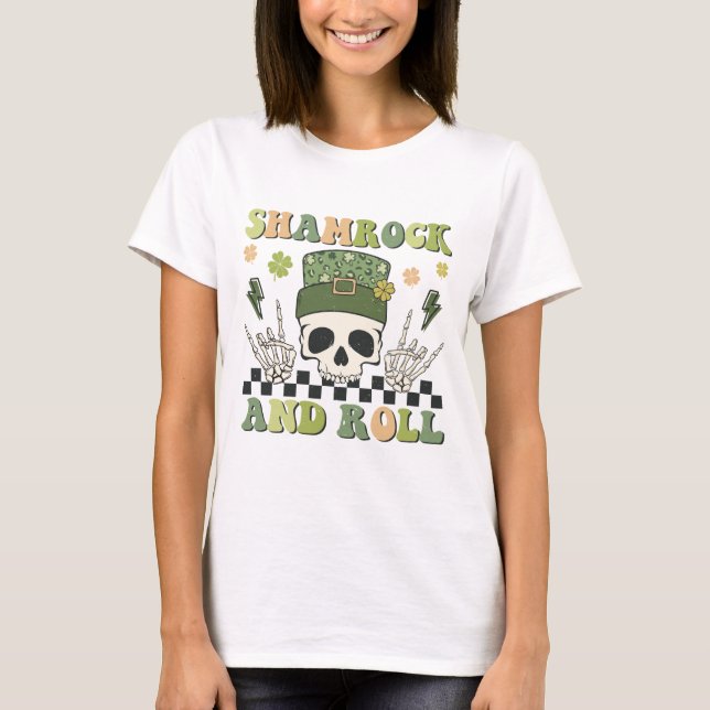 Shamrock and Roll - Skeleton Clover T-Shirt (Front)