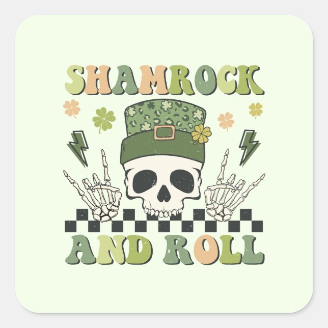 Shamrock and Roll Square Sticker (Front)