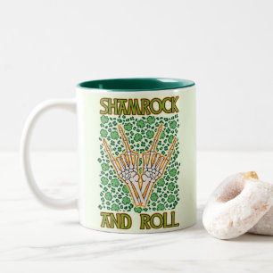 Shamrock And Roll St Patrick's Day Two-Tone Coffee Mug