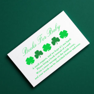 Shamrock Baby Shower Books For Baby Enclosure Card
