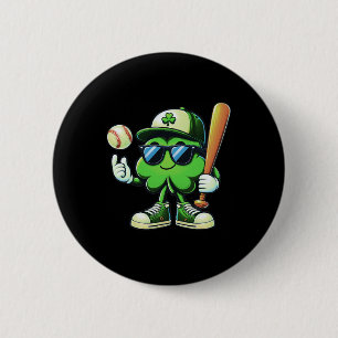 Shamrock Baseball Shirts Funny St Patricks Day Boy 2 Inch Round Button