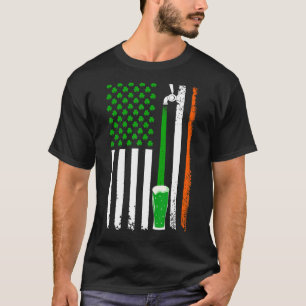 Shamrock Beer American Flag St. Patrick's Day Drin T-Shirt