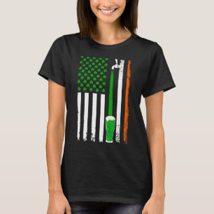 Shamrock Beer American Flag St. Patrick's Day Drin T-Shirt