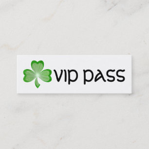 Shamrock blanc 'VIP PASS' carte de visite maigre
