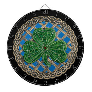 Shamrock bleu sur la Cible de flechettes de noeuds