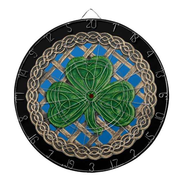 Shamrock bleu sur la Cible de flechettes de noeuds (Devant)