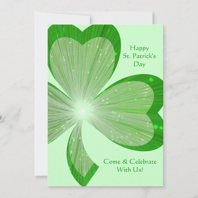 Shamrock 'Bonne Saint Patrick's Day' invitation ve (Devant)