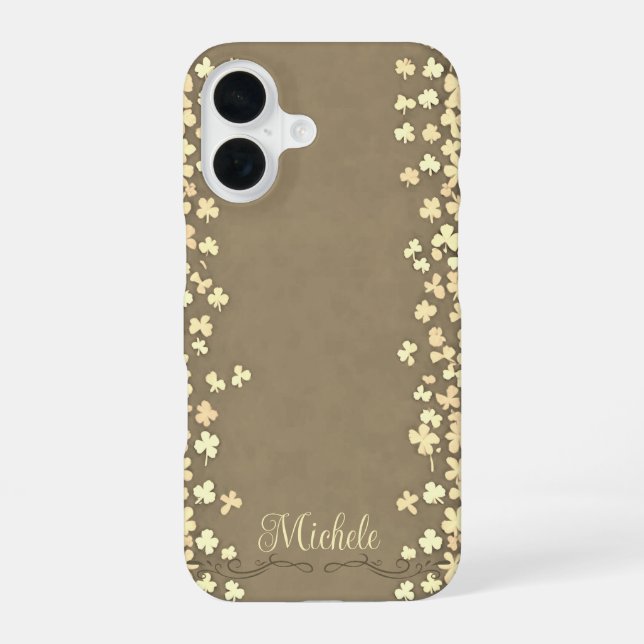 Shamrock Border Bliss iPhone 16 Case (Back)