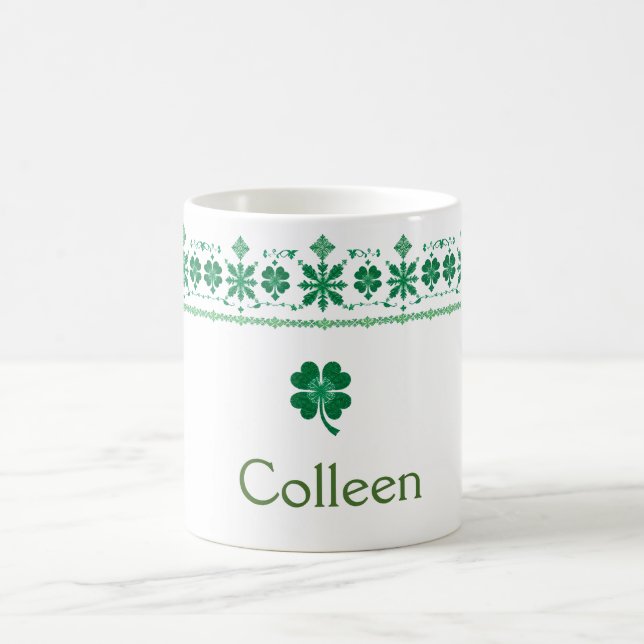 Shamrock Border Personalized St. Patrick's Day Coffee Mug (Center)