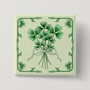 Shamrock Bouquet 2 Inch Square Button