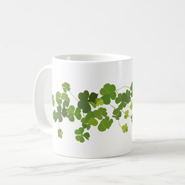 Shamrock bouquet, st patrick's day coffee mug (Front Left)