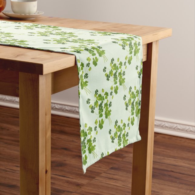 Shamrock bouquet, st patrick's day short table runner (In Situ)