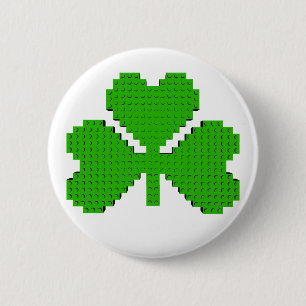 Shamrock Building Blocks Drawing 2 Inch Round Button