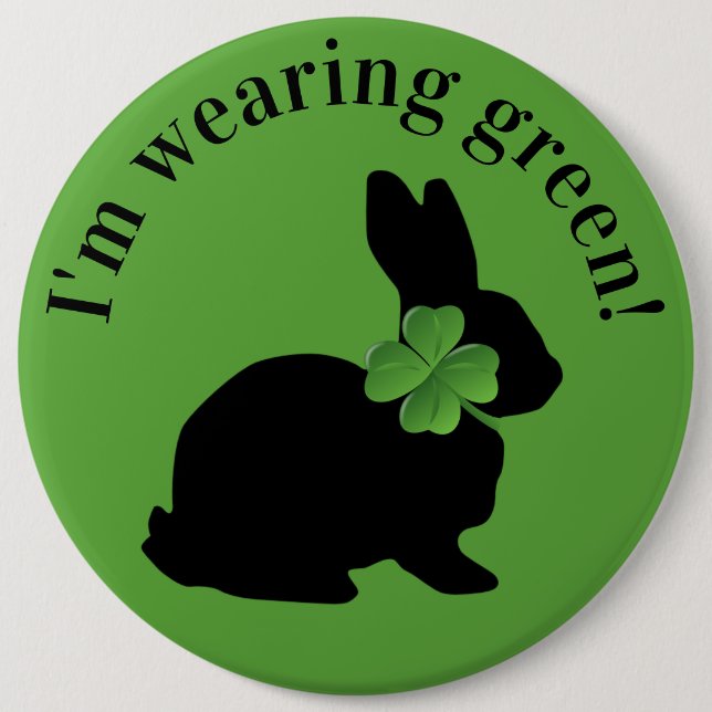 Shamrock Bunny 6 Inch Round Button (Front)