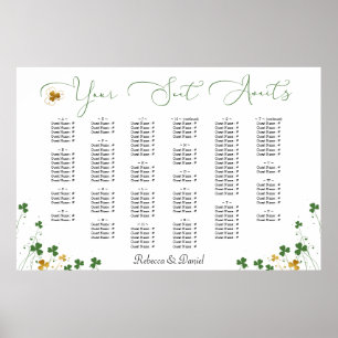 Shamrock Calligraphy Irish Wedding Seating Plan Poster