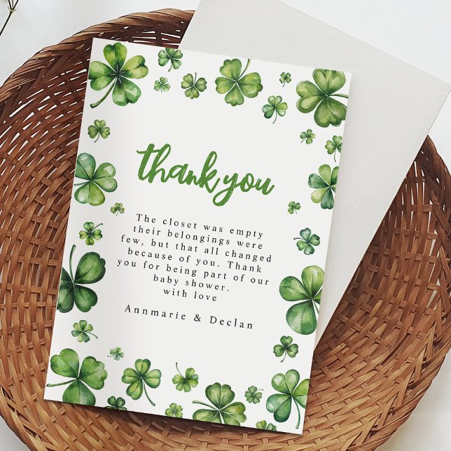 Shamrock | CARTE DE REMERCIEMENTS BABY SHOWER (Créateur téléchargé)