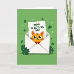 Shamrock Cat Happy Day Card