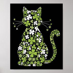 Shamrock Cat St Patricks Day Teens Girls Women Gra Poster