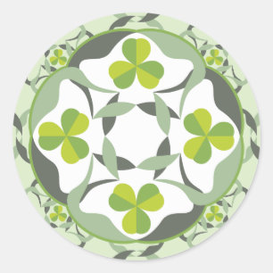 Shamrock Celtic Inspired Pattern St. Patrick’s Day Classic Round Sticker