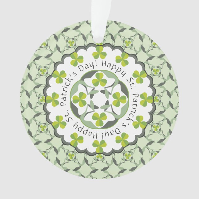 Shamrock Celtic Inspired Pattern St. Patrick’s Day Ornament (Front)
