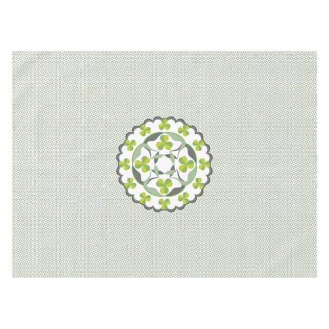 Shamrock Celtic Inspired Pattern St. Patrick’s Day Tablecloth (Front (Horizontal))