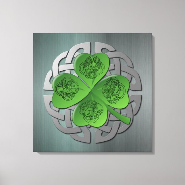 Shamrock - Celtic Knot - 4 Evangelists Canvas Prin (Front)