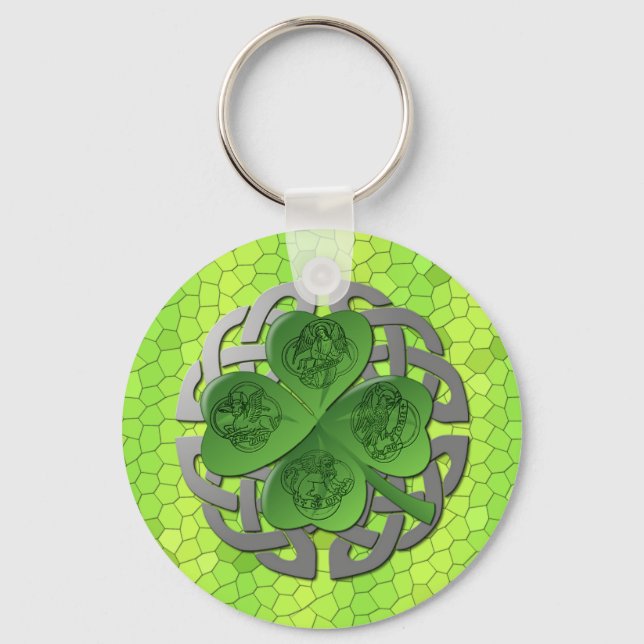 Shamrock – Celtic Knot – 4 Evangelists Keychain (Front)
