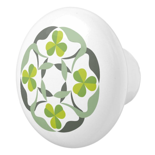 Shamrock Celtic Knot Graphic Ceramic Knob (Right)
