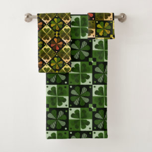 Shamrock Chequerboard Pattern Bath Towel Set