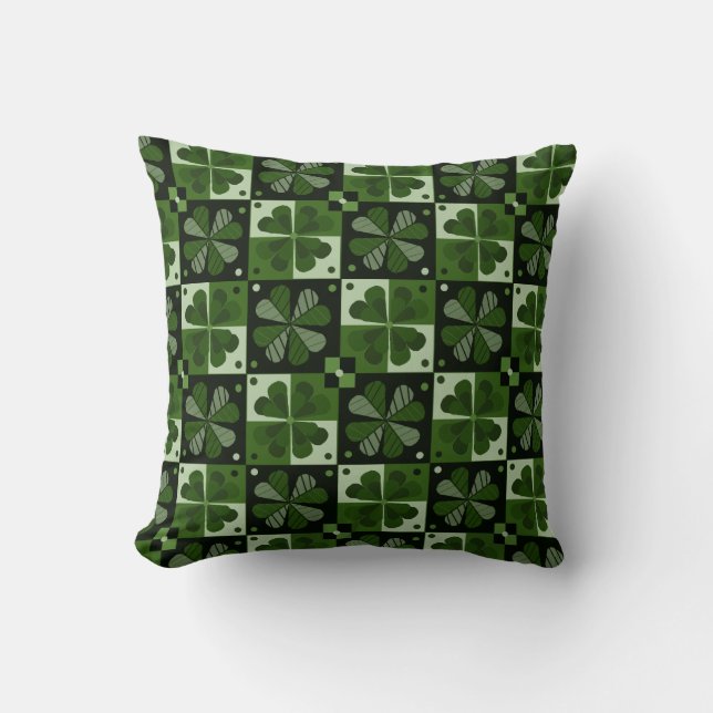 Shamrock Chequerboard Pattern  Throw Pillow (Front)