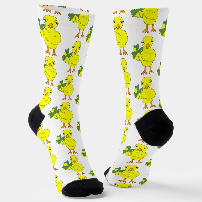 Shamrock Chick Pattern Socks (Angled)