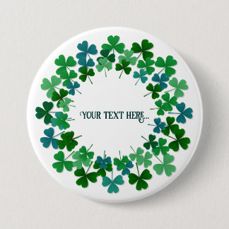 Shamrock Circle  Custom Text  3 Inch Round Button