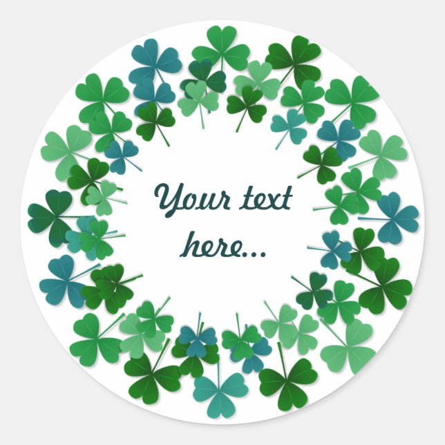 Shamrock Circle  Custom Text Classic Round Sticker (Front)