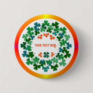 Shamrock Circle  Custom Text Classic Round Sticker 2 Inch Round Button