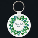 Shamrock Circle Custom Text Key Ring<br><div class="desc">Three circles of Shamrocks with the text of your choice</div>