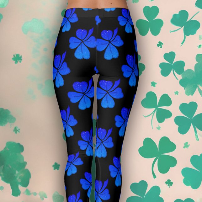 Shamrock Clover Blue Pattern St. Patrick`s Day  Leggings (Creator Uploaded)